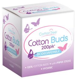 Cotton Tree Soft Cotton Buds, Paper Stems (200 Pack)